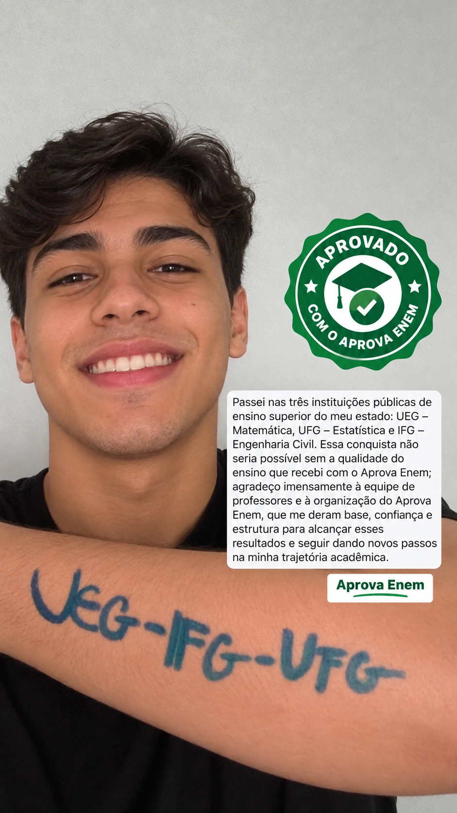 Pedro aprovado em três instituições públicas com o Aprova ENEM