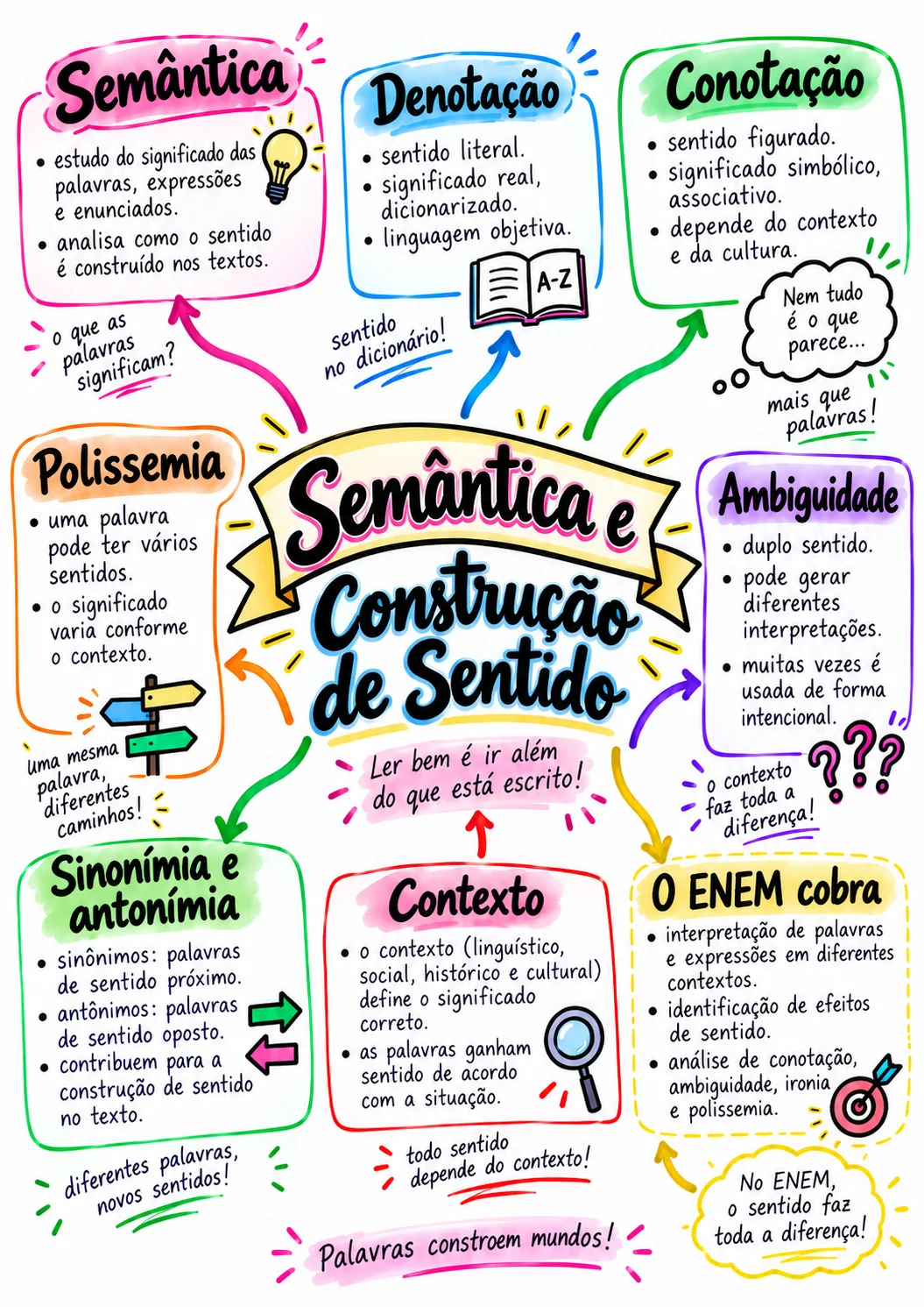 Mapa mental sobre Semântica e construção de sentido